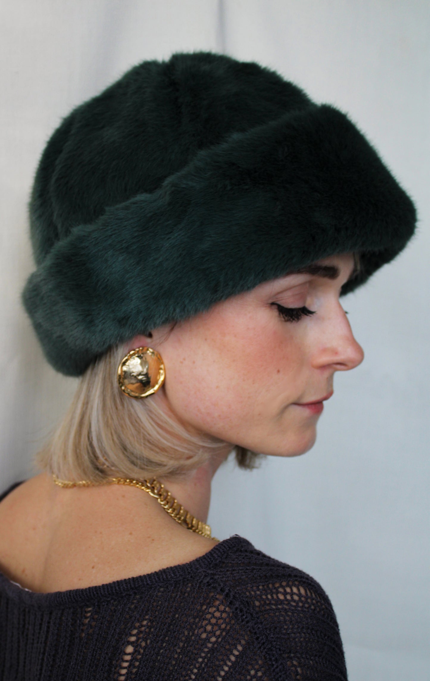 Green Faux Fur Perschy Hat