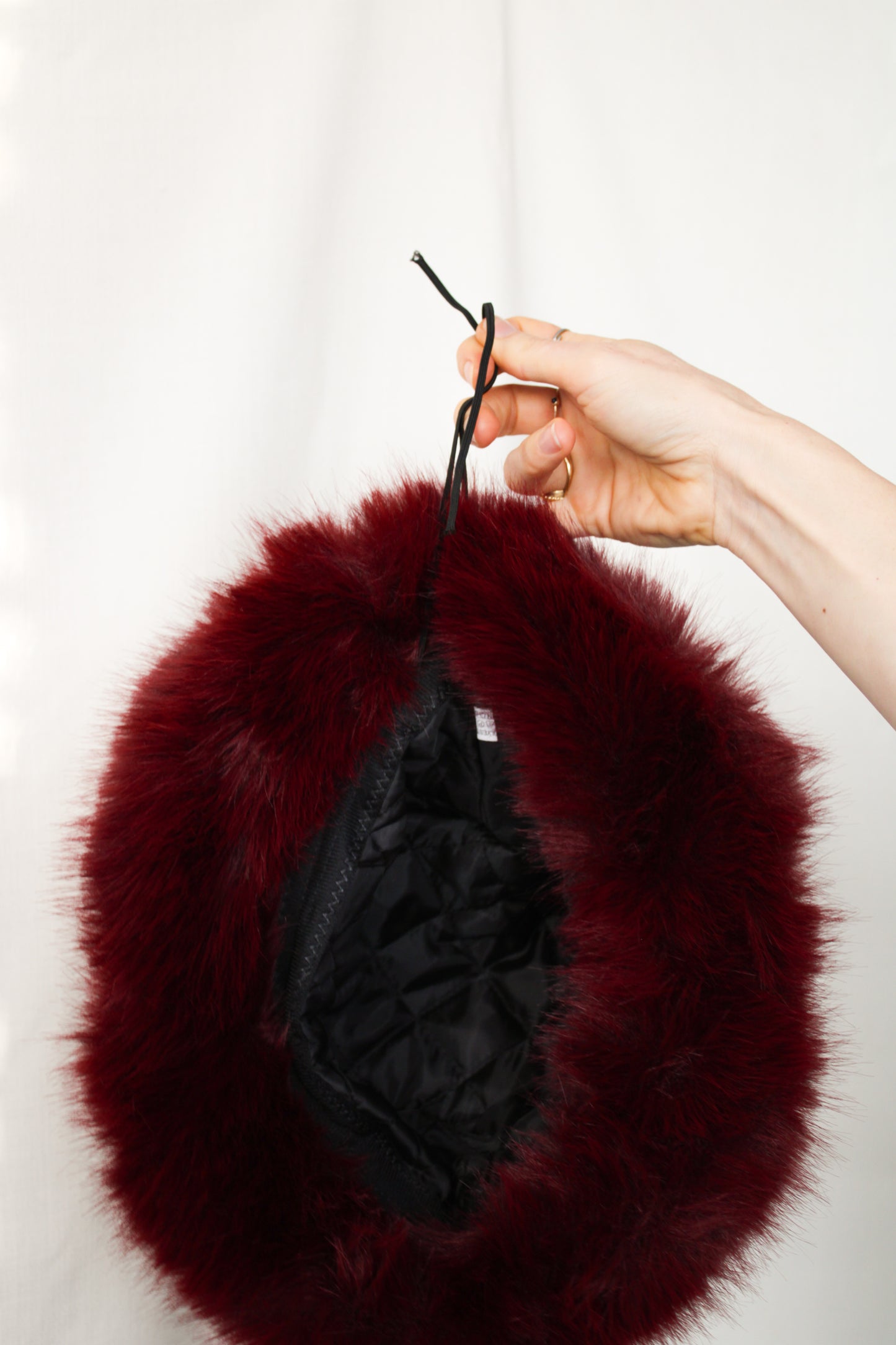 Burgundy Faux Fur Bucket Hat