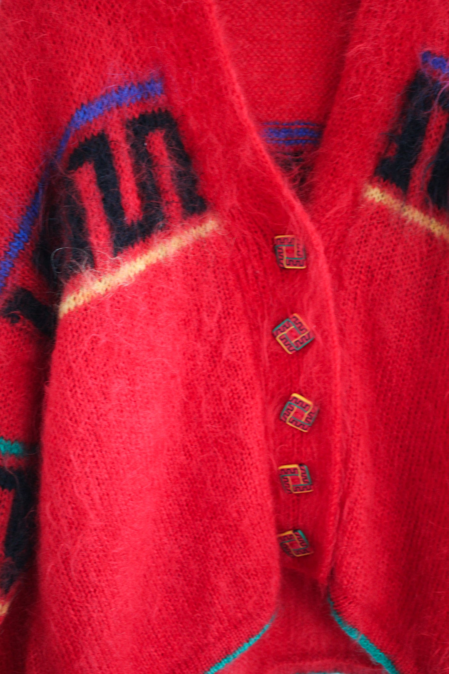 Red Mohair 80’s Cardigan