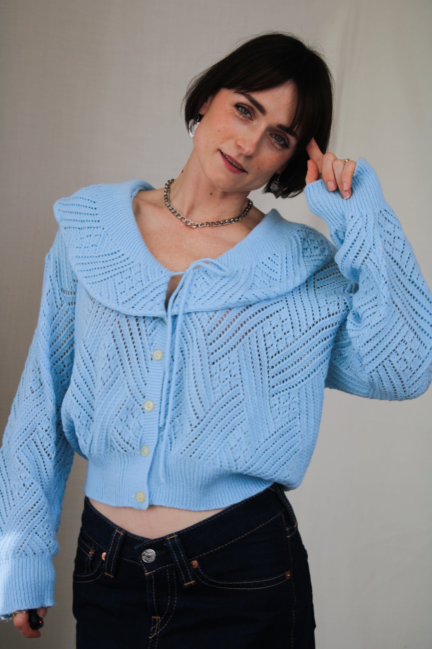 Baby Blue Pointelle Cardigan