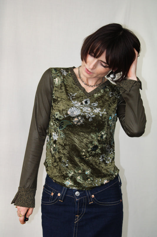 Y2K Green Goddess Top