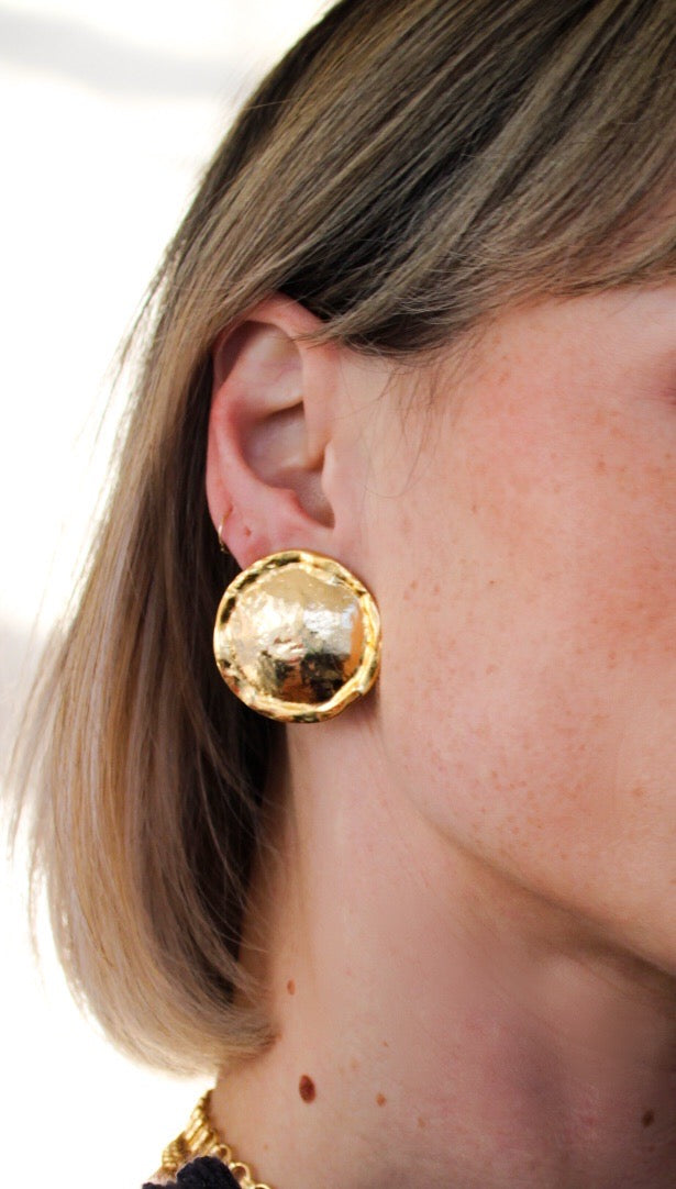 Gold Penny Clip-on Earring