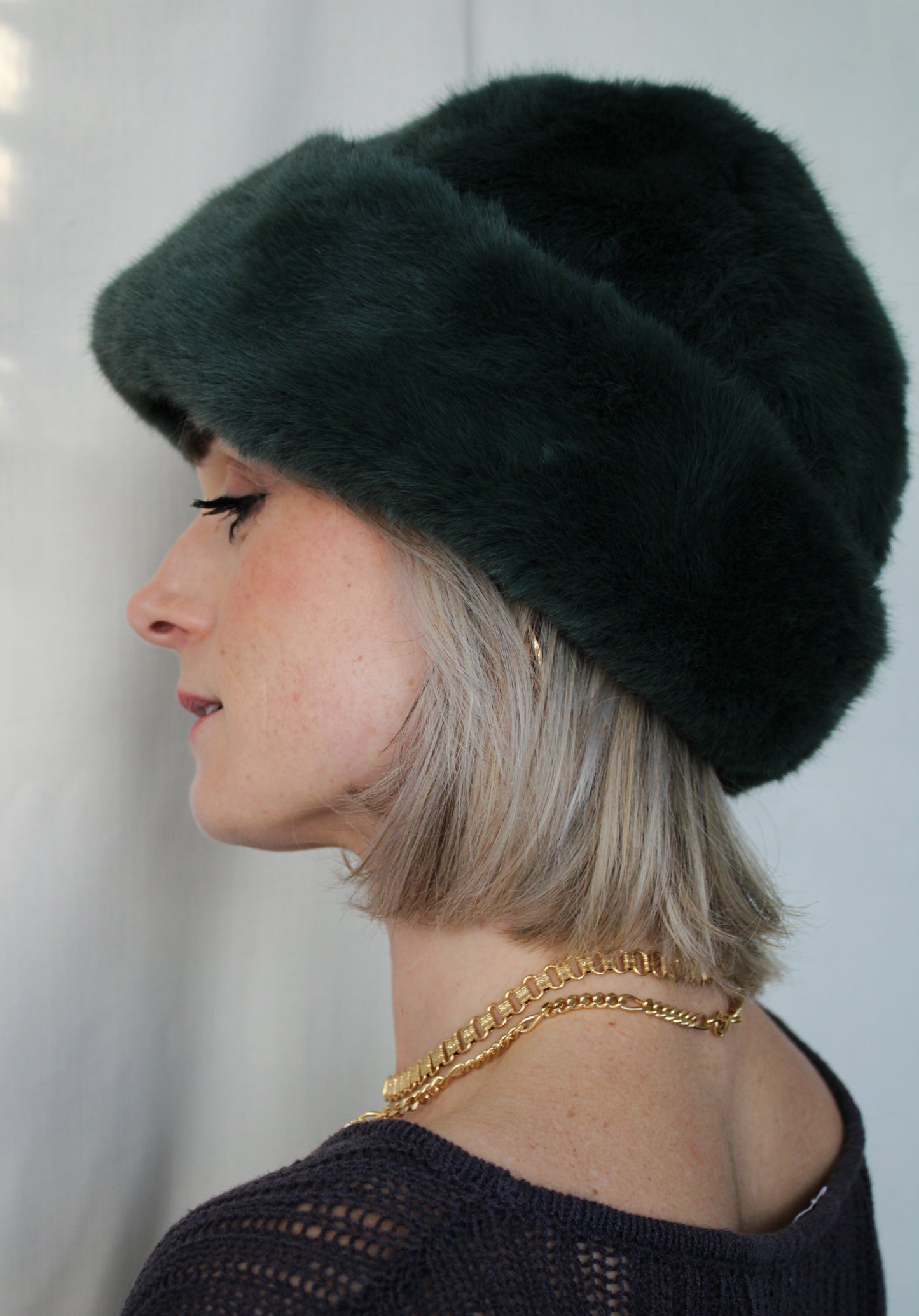 Green Faux Fur Perschy Hat