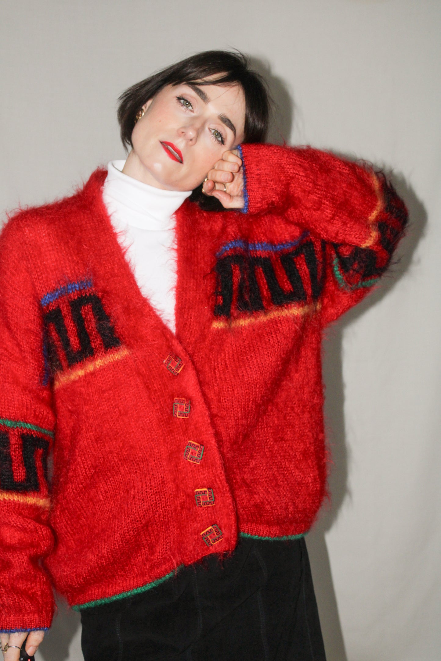 Red Mohair 80’s Cardigan