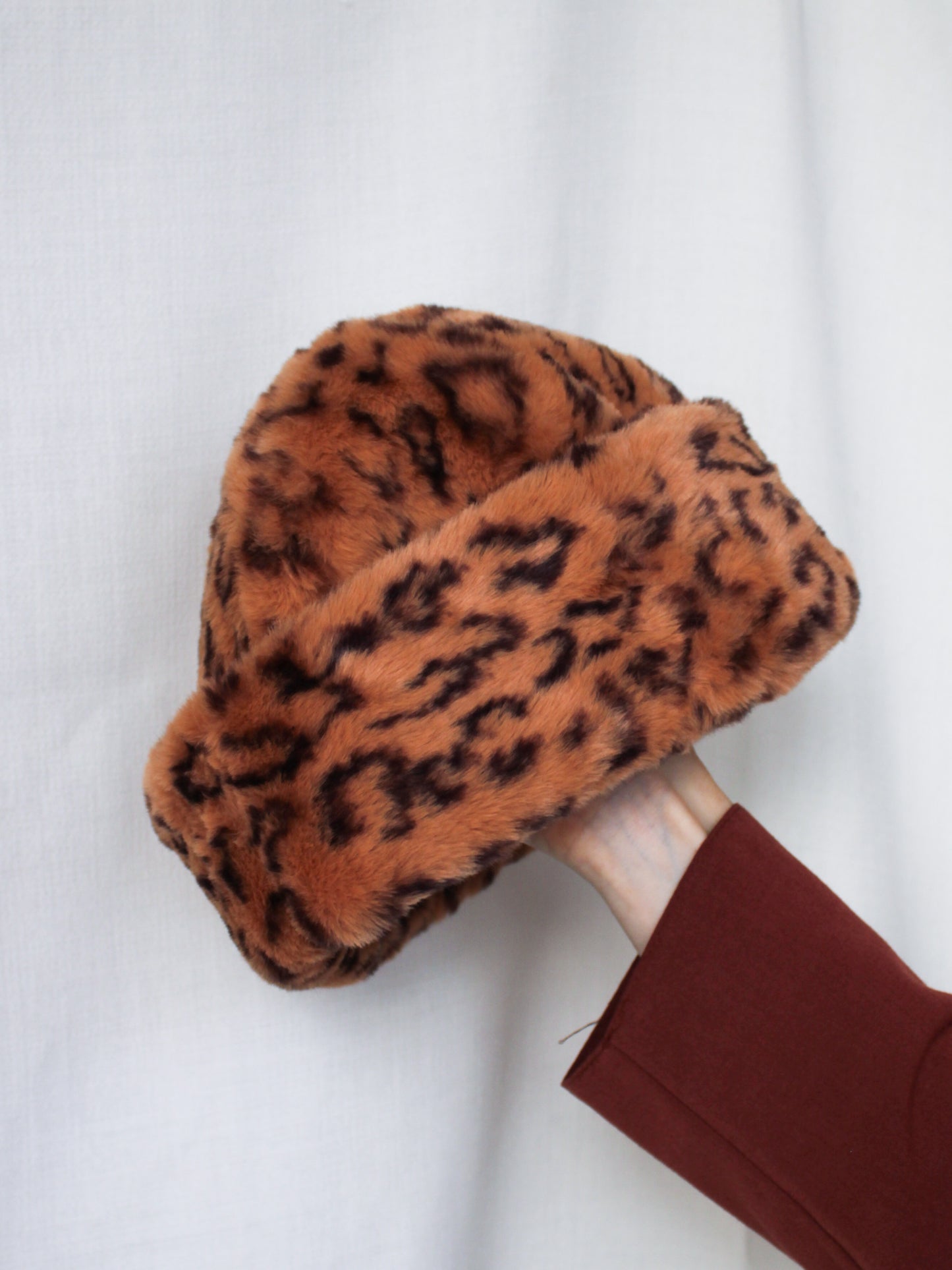 Tan Leopard Print Faux Fur Perschy Hat