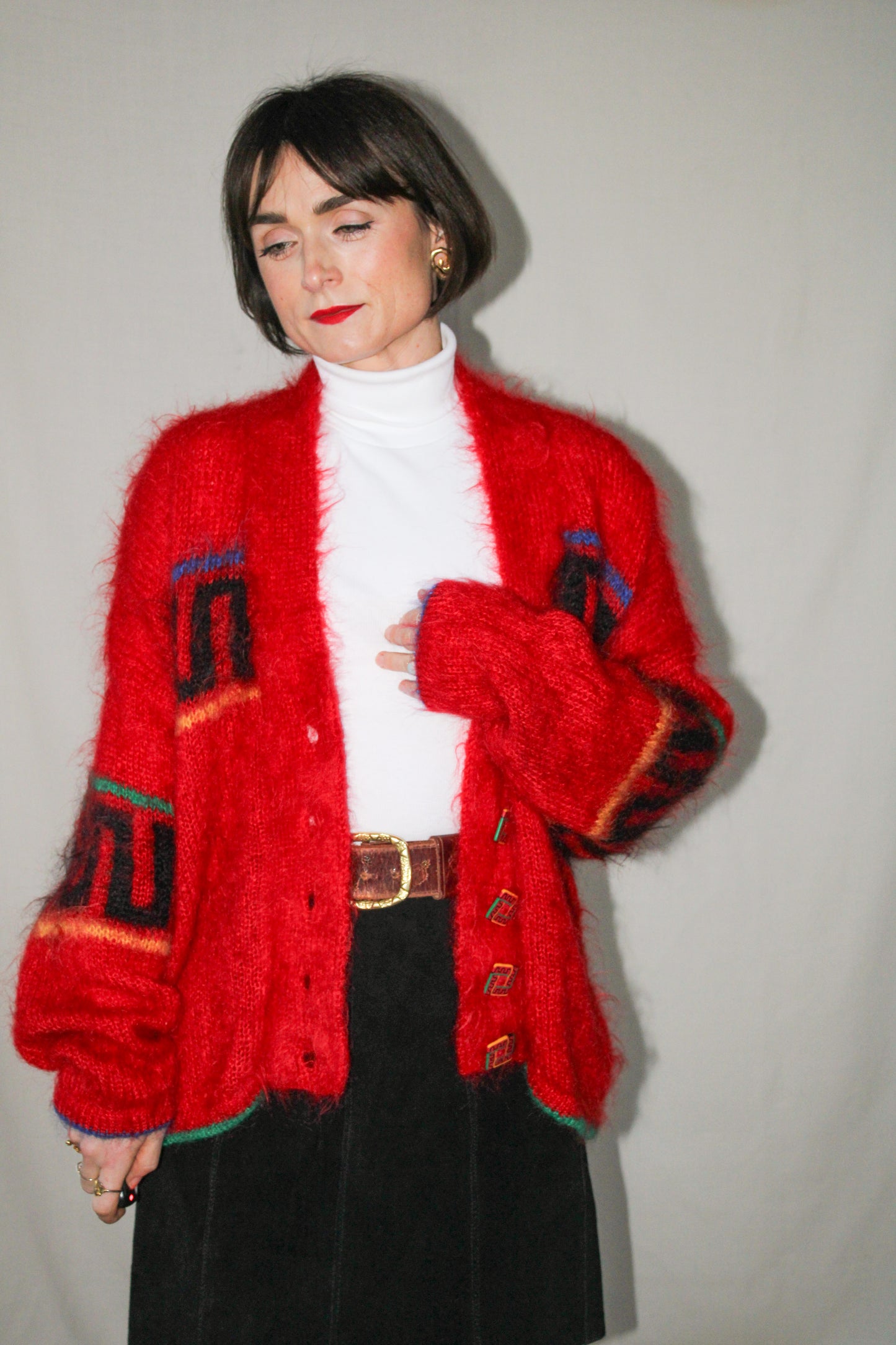 Red Mohair 80’s Cardigan