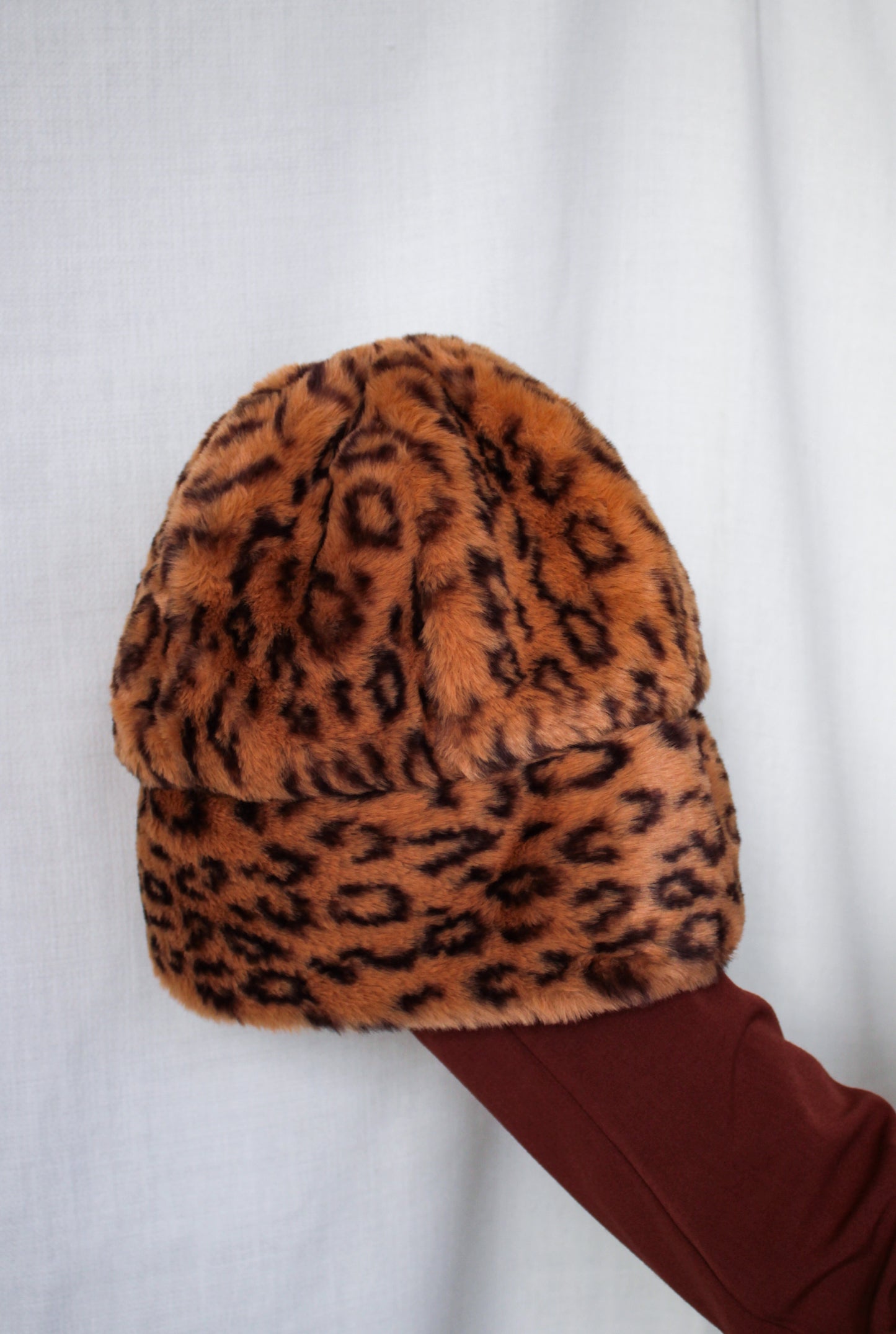 Tan Leopard Print Faux Fur Perschy Hat