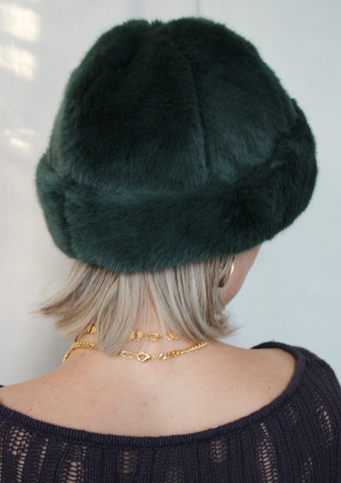 Green Faux Fur Perschy Hat