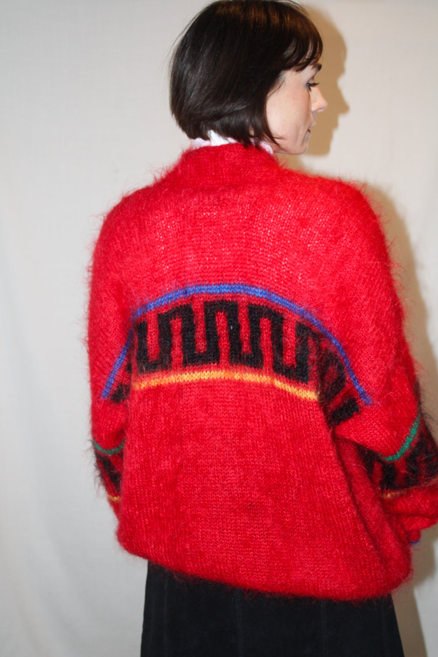 Red Mohair 80’s Cardigan