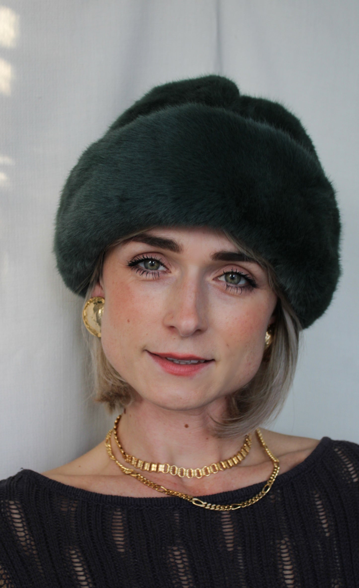 Green Faux Fur Perschy Hat