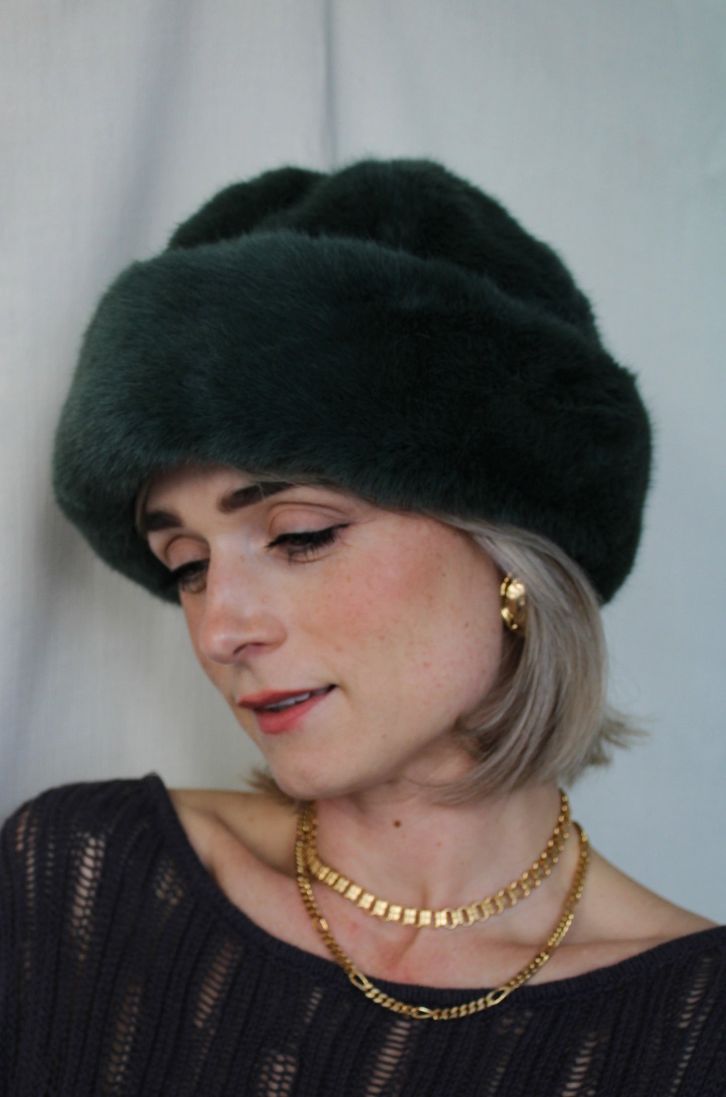 Green Faux Fur Perschy Hat